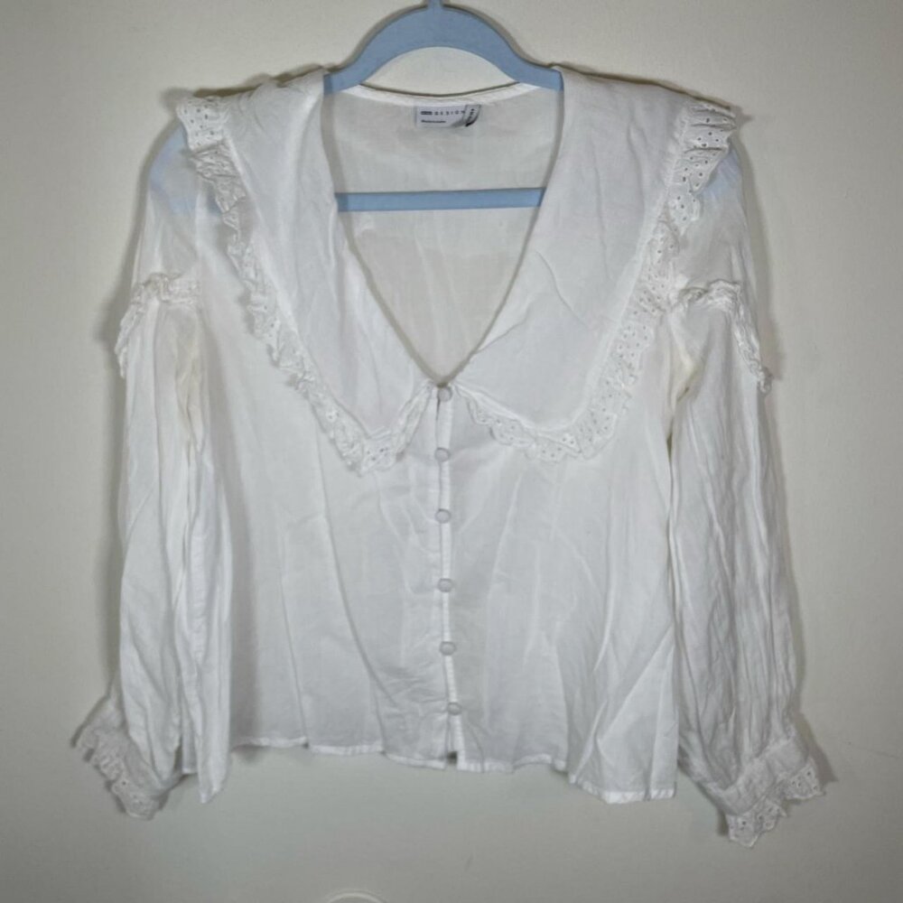 ASOS Design White Eyelet Button Down Blouse